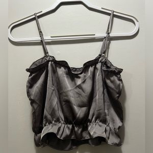 💫3 for $15/🌟5 for $20 EUC Free People Silky Ruffle Crop Tank Size Small